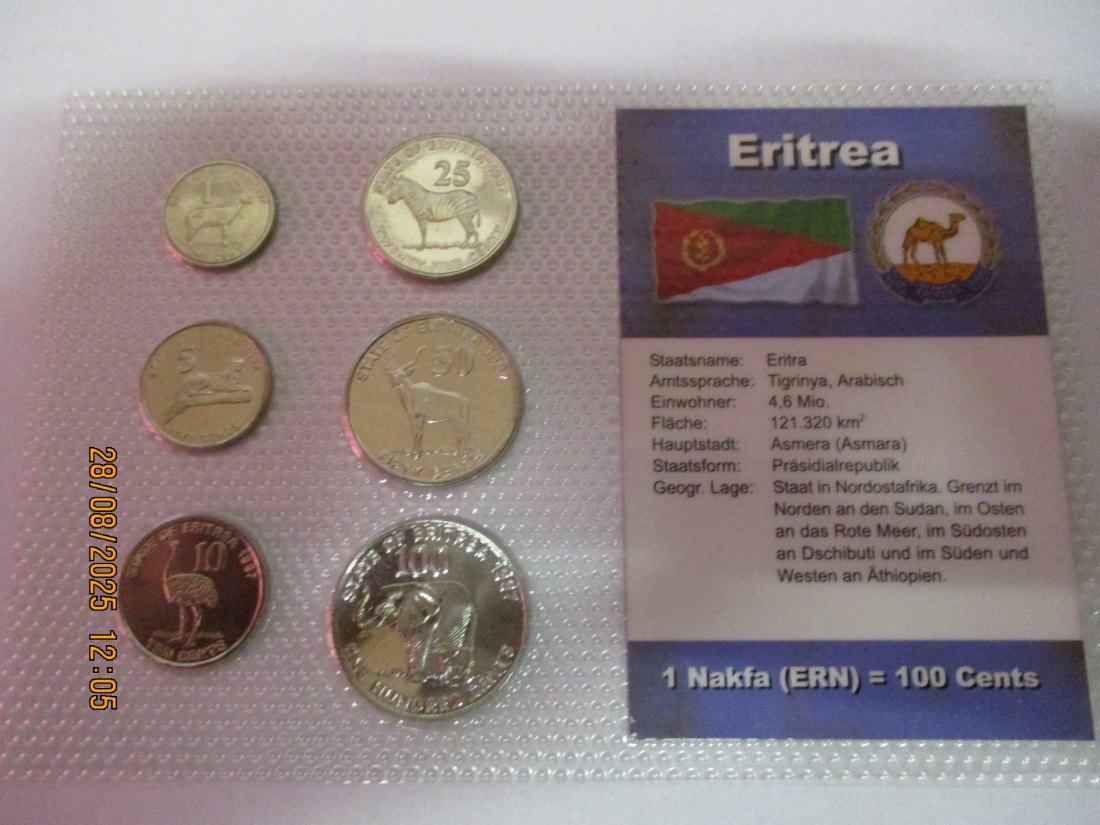  Kursmünzen Eritrea siehe Foto Gewicht: Ca- 33g/- 1   
