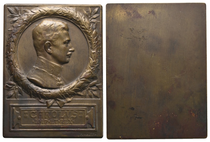  Plakette; Österreich; Carolus; 136,79 g ; H 74,98 mm x B 56,45 mm   