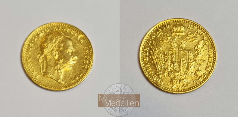 Österreich-Ungarn, Franz Joseph I. MM-Frankfurt Feingold: 3,44g Dukat 1890 