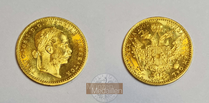 Österreich-Ungarn, Franz Joseph I. MM-Frankfurt Feingold: 3,44g Dukat 1905 