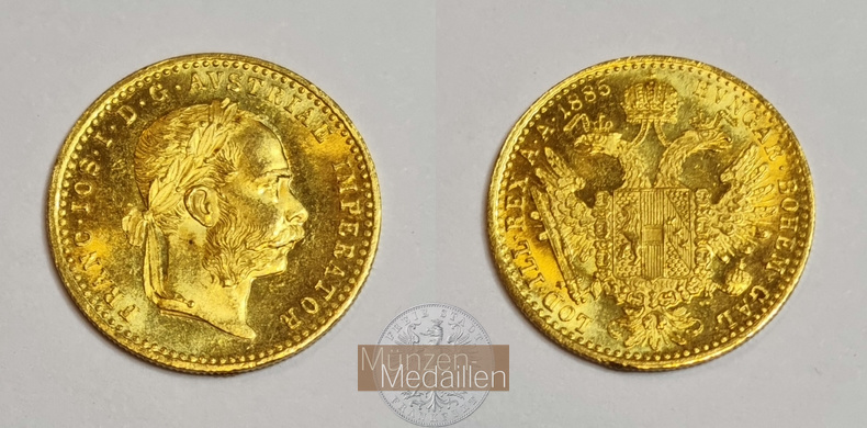 Österreich-Ungarn, Franz Joseph I. MM-Frankfurt Feingold: 3,44g Dukat 1885 