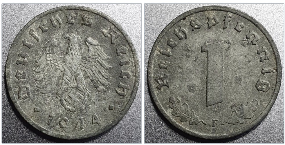  Drittes Reich 1 Reichspfennig, 1944 F   