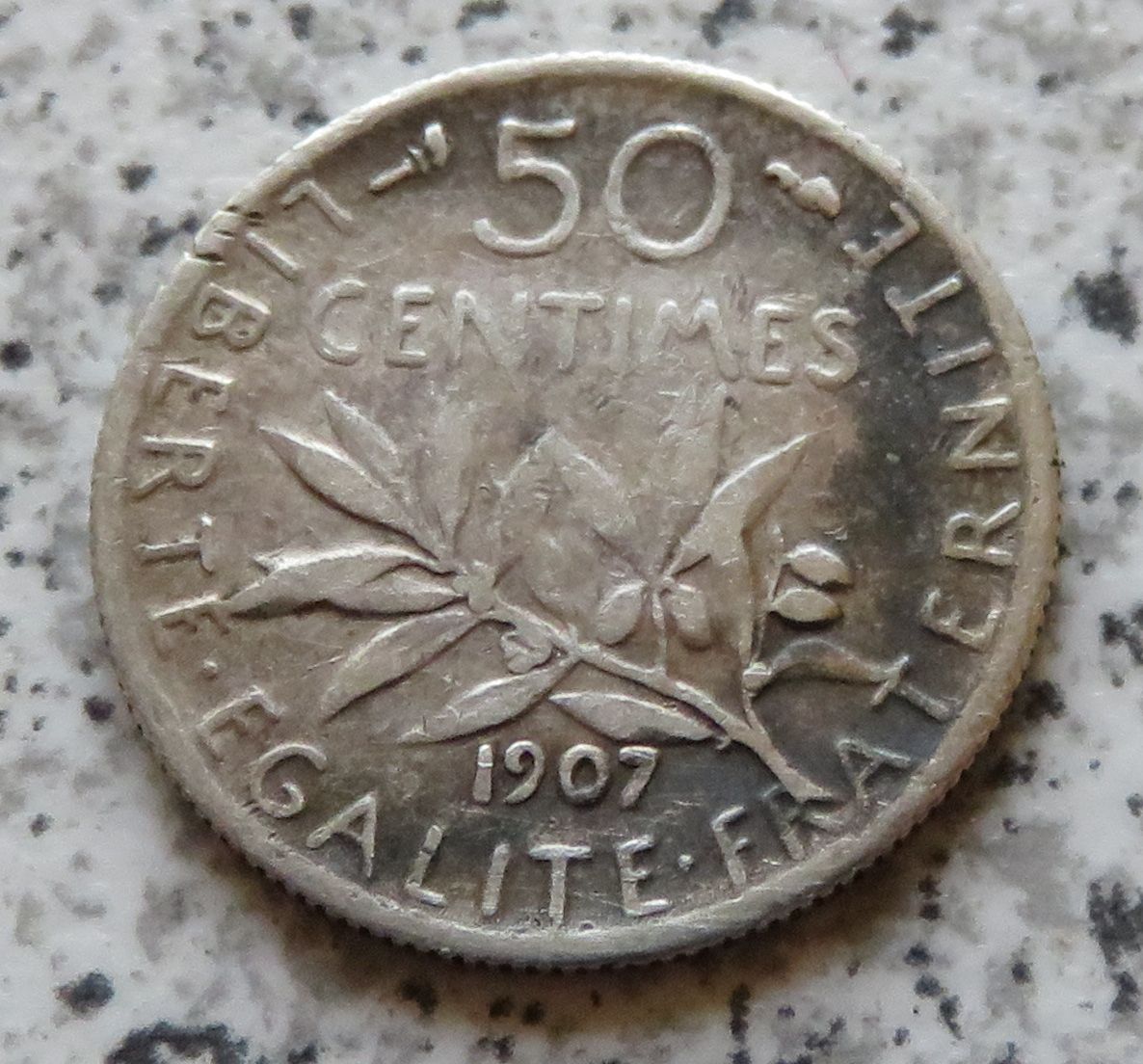  Frankreich 50 Centimes 1907, Belegstück   