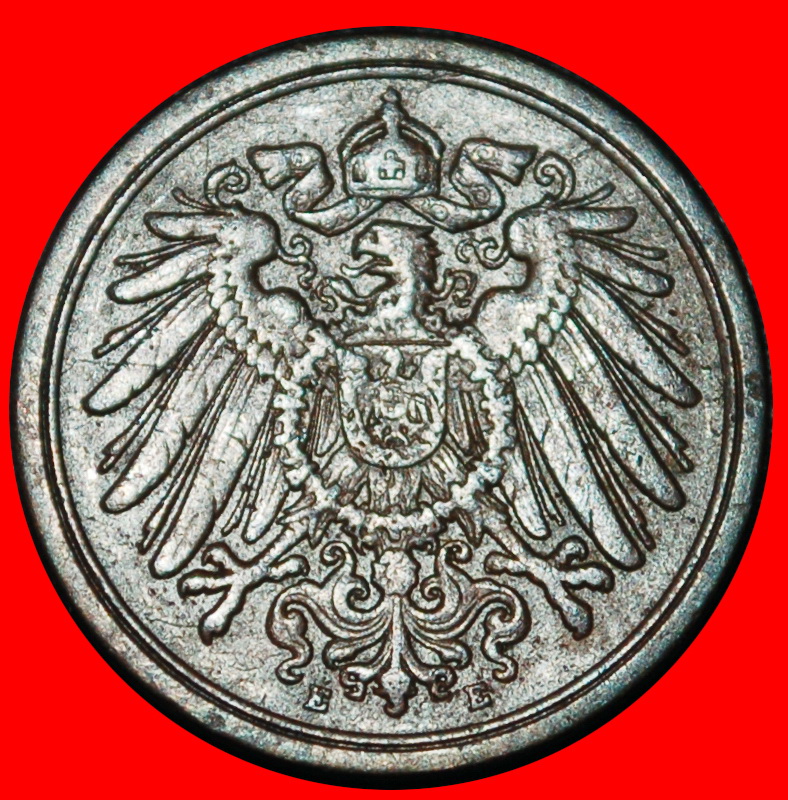  Ⰶ EAGLE (1890-1916): GERMANY★1 PFENNIG 1914E SAXONY! WILLIAM II (1888-1918)★LOW START ★ NO RESERVE!   