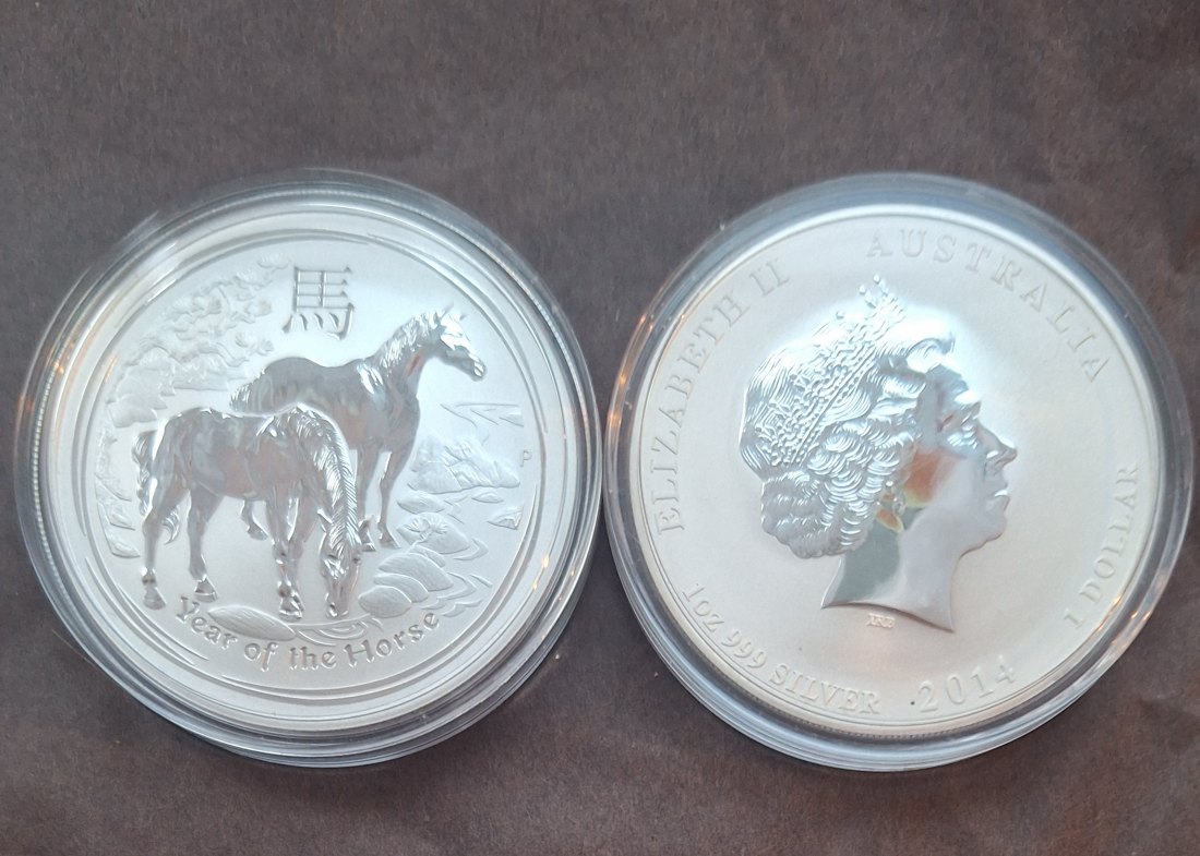  Australien, 1 Dollar, 2014 Jahr der Pferde, 1oz 999 Silber (in Münzkapsel)   
