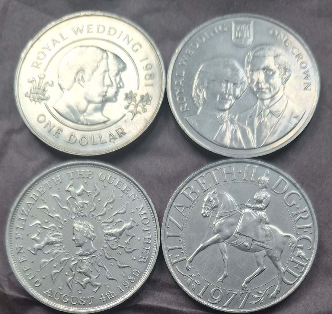 Commonwealth Queen Elisabeth II, 4 Umlaufmünzen 1977,1980 und 2x1981