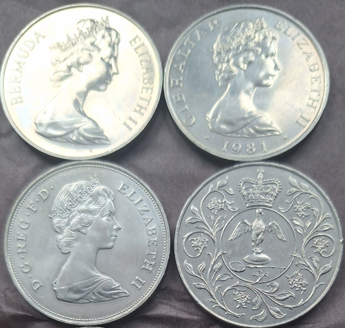  Commonwealth Queen Elisabeth II, 4 Umlaufmünzen 1977,1980 und 2x1981   