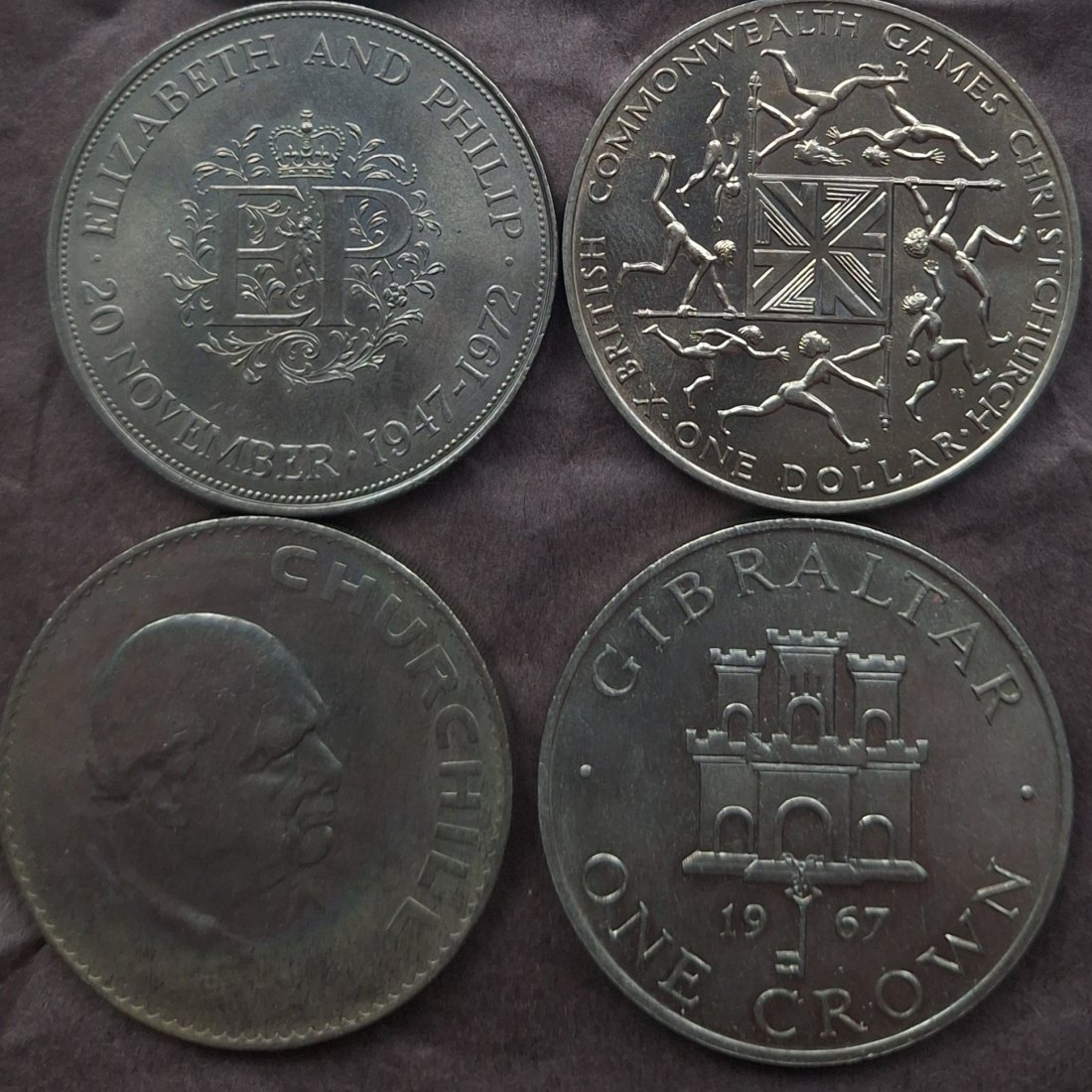  Commonwealth Queen Elisabeth II, 4 Umlaufmünzen 1965,1967,1972 und 1974   