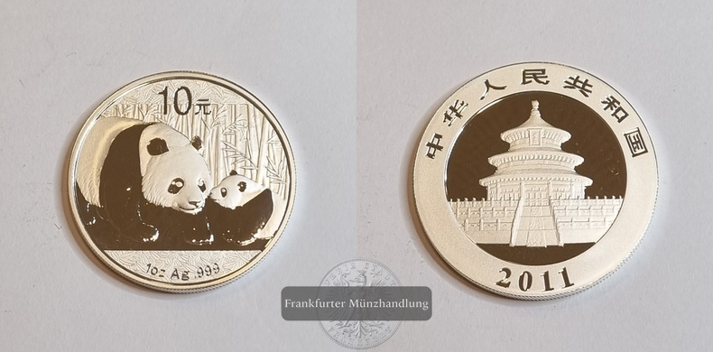  China  10 Yuan  2011  Panda   FM-Frankfurt  Feinsilber: 31,1g   