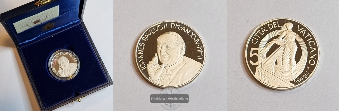  Vatikanstadt 2002 5 Euro Jan Paul II. FM-Frankfurt Feinsilber:   