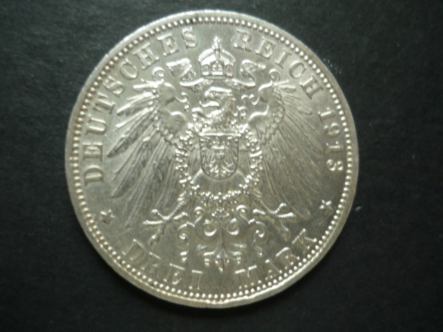  SACHSEN MEININGEN 3 MARK 1913 SELTEN!!   