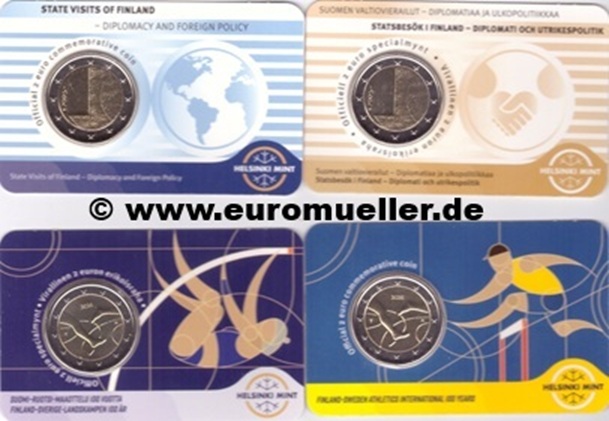 Finnland 4x 2 Euro Gedenkmünzen 2025...Staatsbesuche + Leichtathletik...CC   