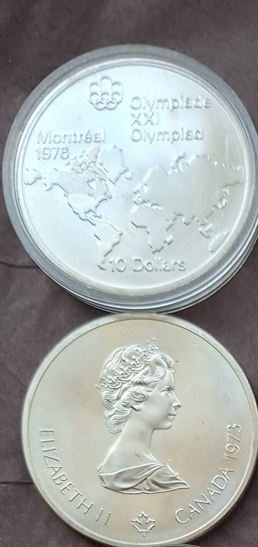  Royal Canadian Mint, Ottawa,10 Dollar, Elizabeth II 1973 ohne Kapsel Weltkarte ex 103426   