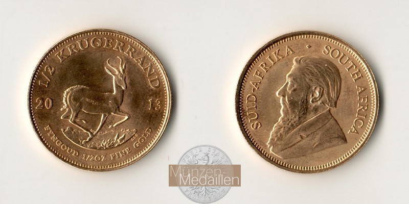 Süd-Afrika  1/2 Unze MM-Frankfurt Feingold: 15,55g Krügerrand 2013 