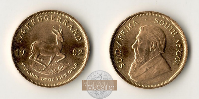Südafrika MM-Frankfurt Feingold: 7,78g 1/4 Unze Krügerrand 1982 