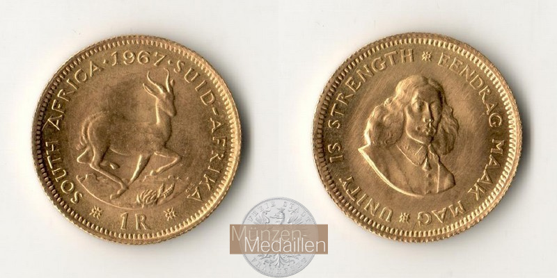 Süd-Afrika MM-Frankfurt  Feingold: 3,66g 1 Rand 1967 