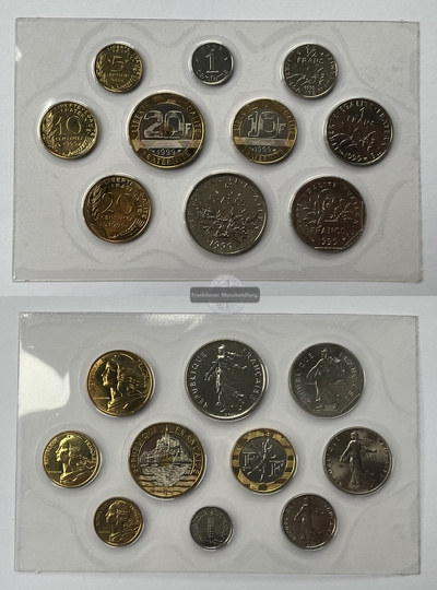  Frankreich Monnaie de Paris Set Francs 1999 FM-Frankfurt   