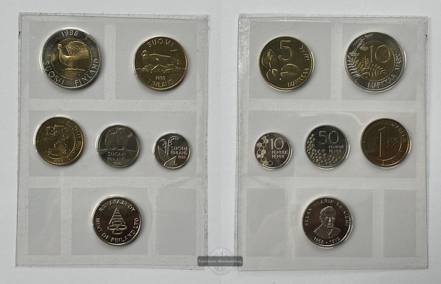  Finnland Kursmünzensatz 1998 Suomi Finnland 10 Pennia - 5 Markkaa (inkl. Medaille) FM-Frankfurt   