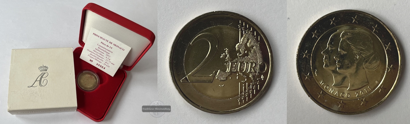  Monaco 2 Euro  2011  Heirat von Albert II. und Charlene Wittstock KM#196 FM-Frankfurt   