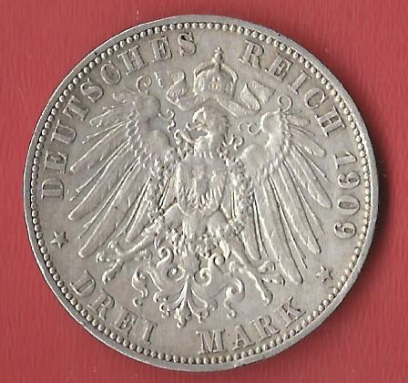  3 Mark Sachsen 1909  Koblenzer Muenzen Studio Münzankauf Koblenz Frank Maurer AL402   