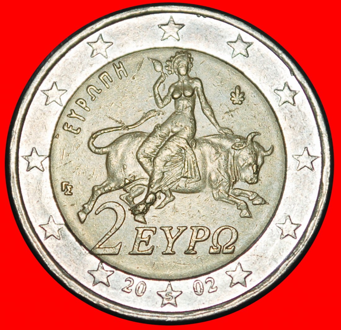  Ⰶ FINLAND (2002-2025): GREECE ★ 2 EUROS 2002S ERROR! HALF-BAREFOOT EUROPA! ★LOW START ★ NO RESERVE!   