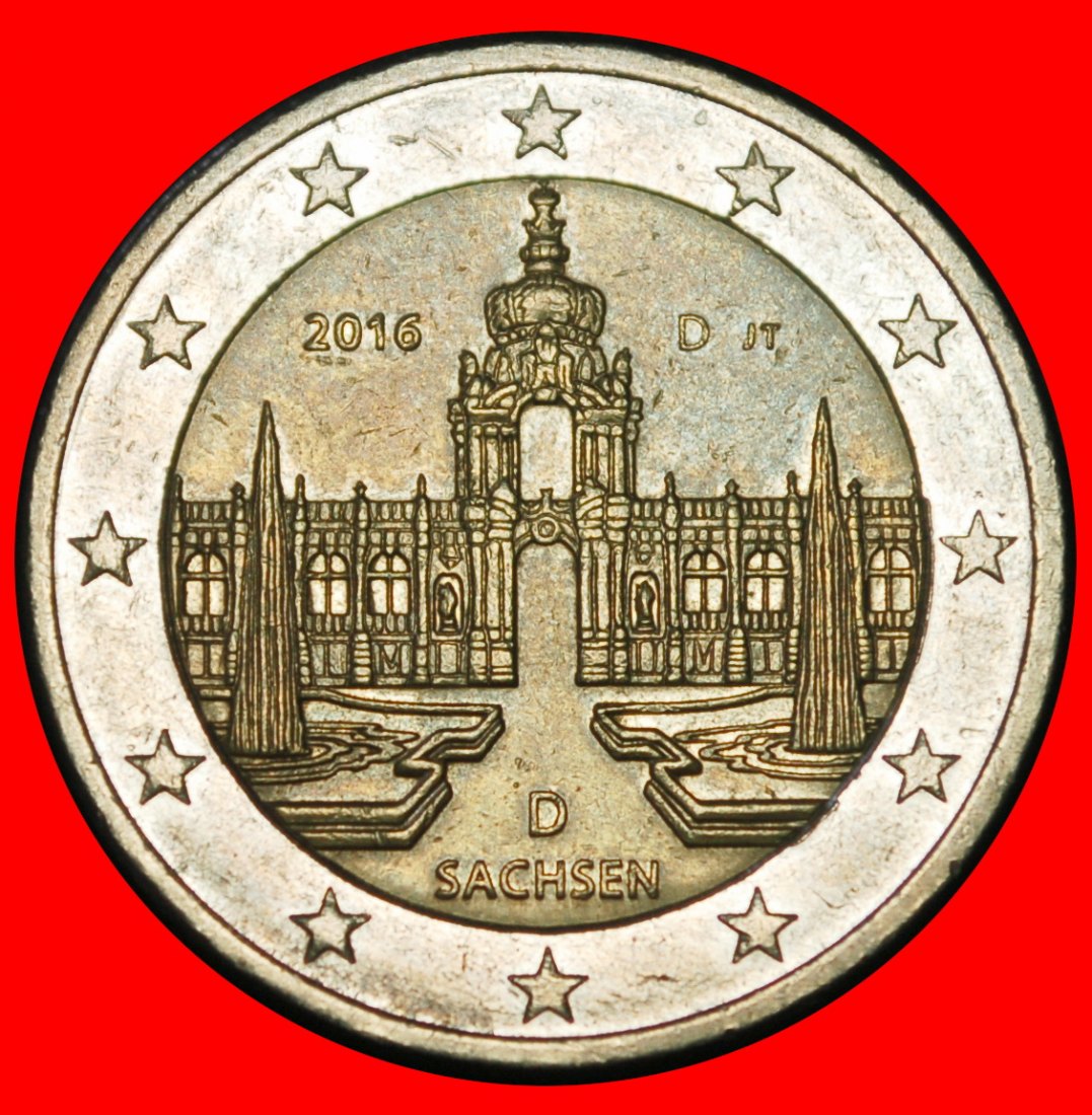  Ⰶ SAXONY: GERMANY ★ 2 EUROS 2016D NON-PHALLIC TYPE! BAVARIA! ★LOW START ★ NO RESERVE!   