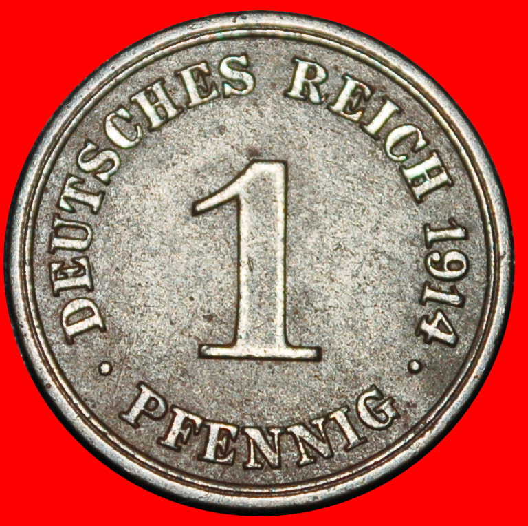 Ⰶ EAGLE 1890-1916: GERMANY★1 PFENNIG 1914G BADEN! WILLIAM II 1888-1918★LOW START ★ NO RESERVE!