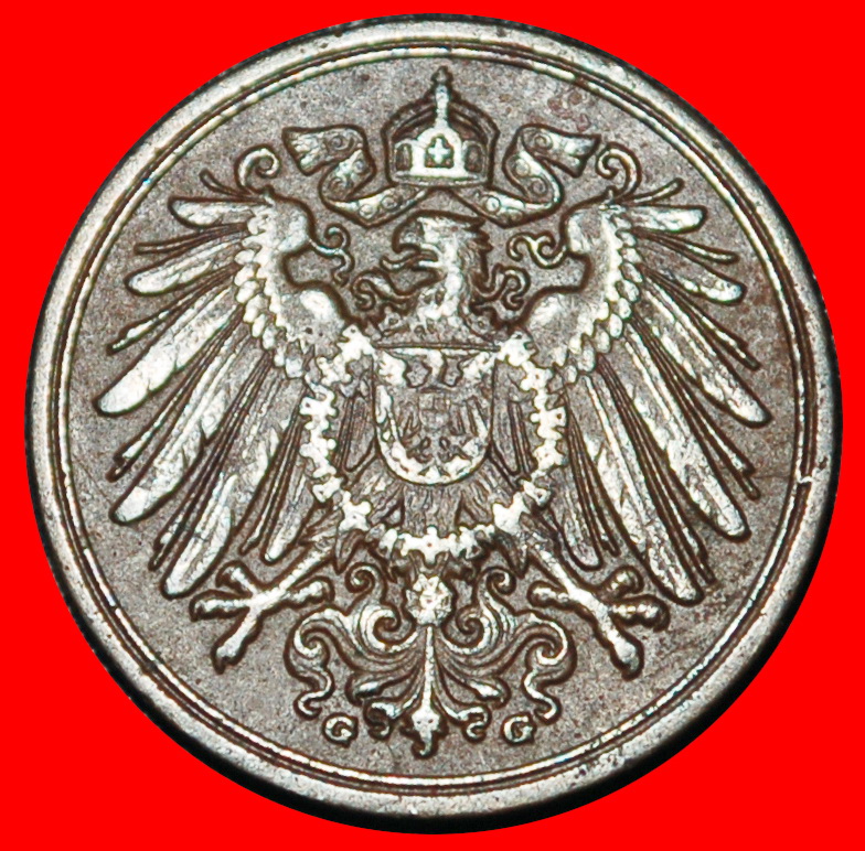  Ⰶ EAGLE 1890-1916: GERMANY★1 PFENNIG 1914G BADEN! WILLIAM II 1888-1918★LOW START ★ NO RESERVE!   