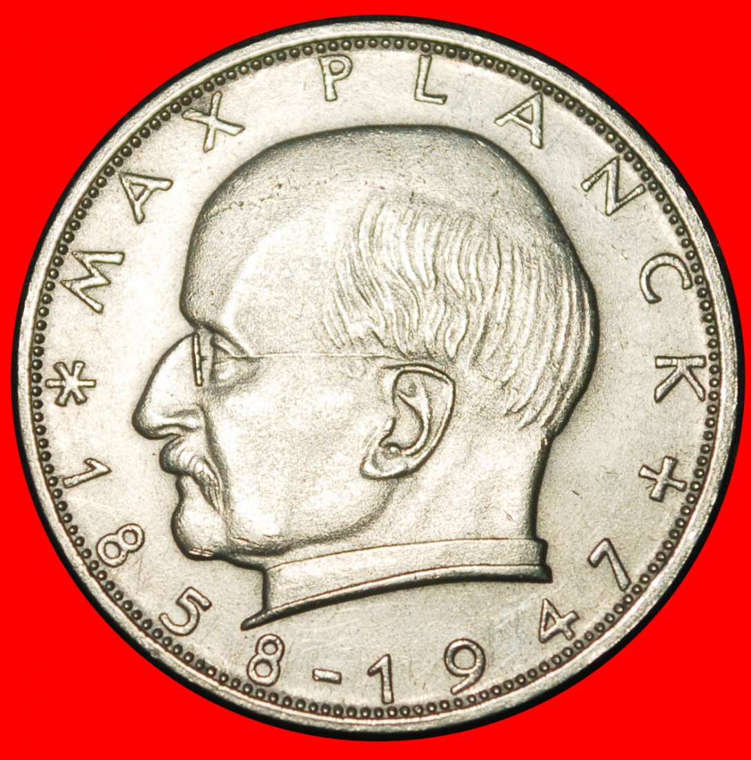  Ⰶ NOBEL PRIZE 1918: GERMANY ★ 2 MARKS 1969F MAX PLANCK (1858-1947) DISCOVERY★LOW START ★ NO RESERVE!   