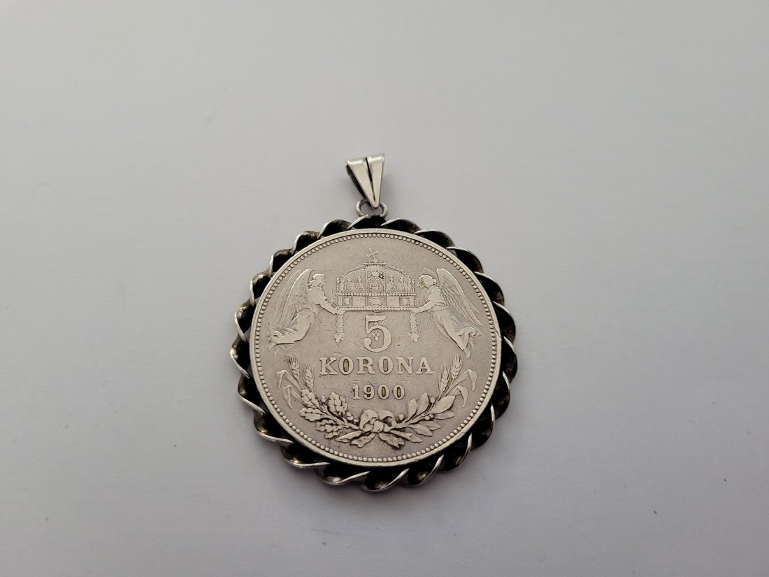  5 Korona 1900 Anhänger silber 900/23,9g Kronenwährung Österreich Ungarn Spittalgold9800 (3469)   