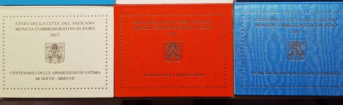  6x2 Euro Vatikan 2012,2014,2016,2x2017 und 2019   