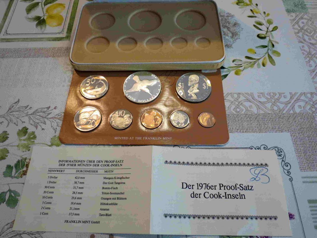 COOK ISLANDS 1976 Kursmünzensatz 8 Münzen in der OVP incl. Zertifikat PP