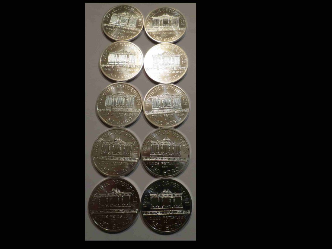  10 Unzen Wiener Philharmoniker 2011; 311 Gramm Silber   