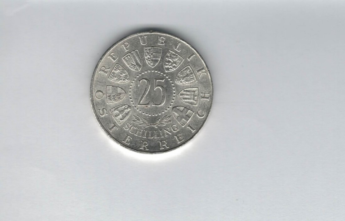  25 Schilling 1957 800 Jahre Mariazell 10,4g fein Ag Gedenkmünze Österreich Spittalgold9800 (04588/3)   