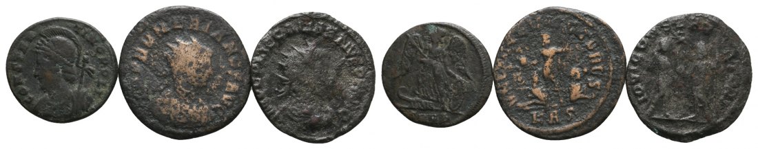  Antike; 3 Kleinmünzen; Bronze; 2,20 g; 2,60 g; 2,71 g   