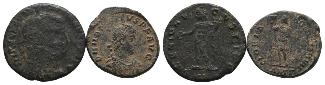  Antike; 2 Kleinmünzen; Bronze; 6,00 g; 5,82 g   