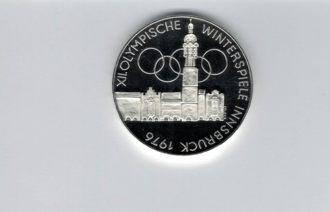  100 Schilling 1976 Winterolympiade Innsbruck Stadtturm Wien silber Österreich (01914/5)   