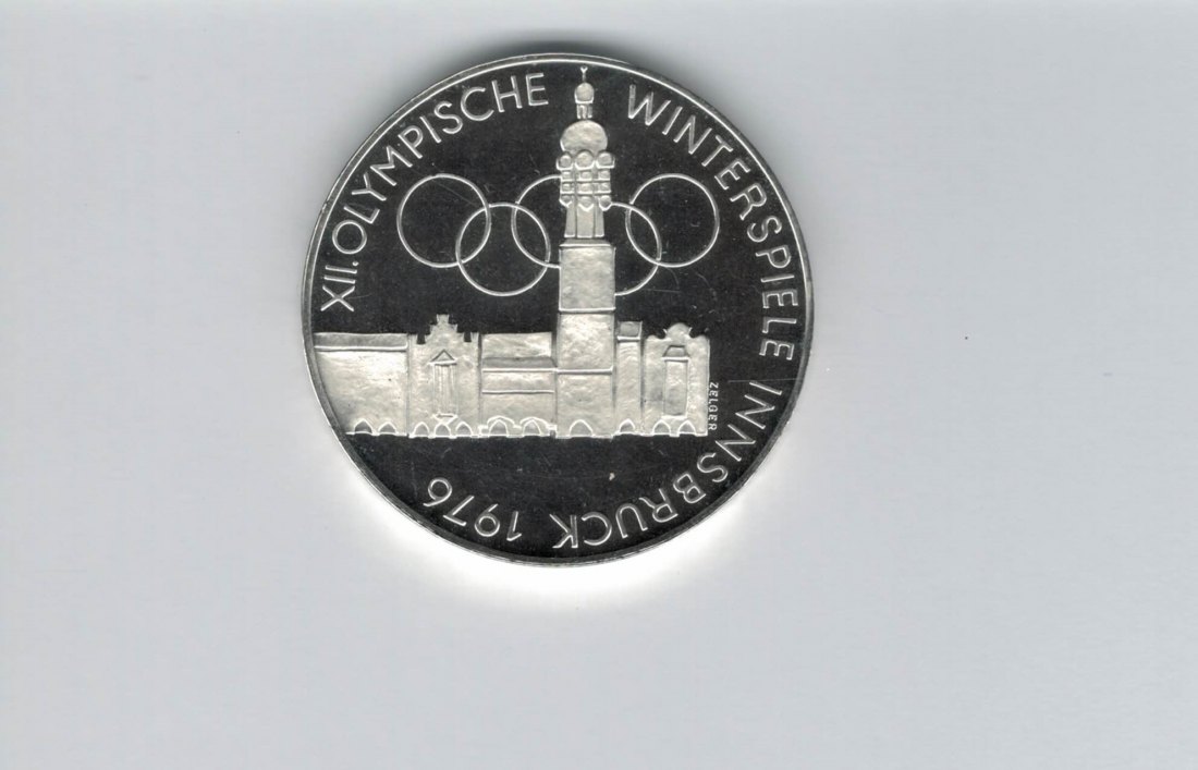  100 Schilling 1976 Winterolympiade Innsbruck Stadtturm Hall silber Österreich (01914/6)   