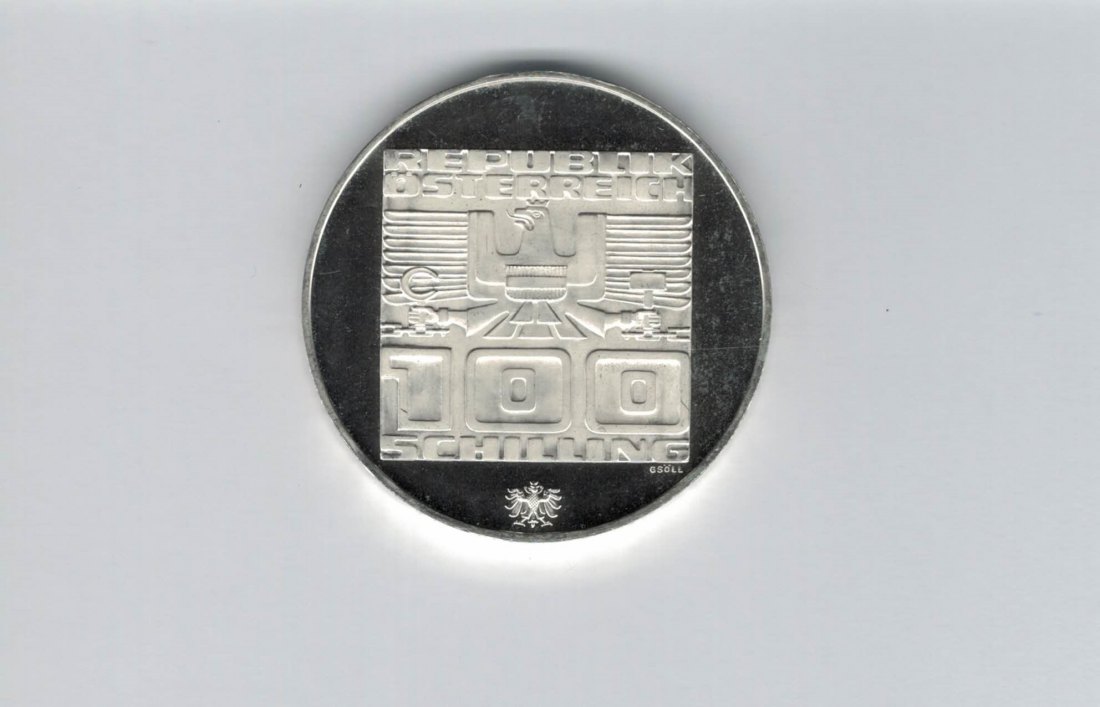  100 Schilling 1976 Winterolympiade Innsbruck Stadtturm Hall silber Österreich (01914/6)   