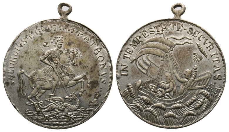  Medaille; St. Georgs Taler Kremnitz; Zinn; tragbar; 19,33 g Ø 39,2 mm   