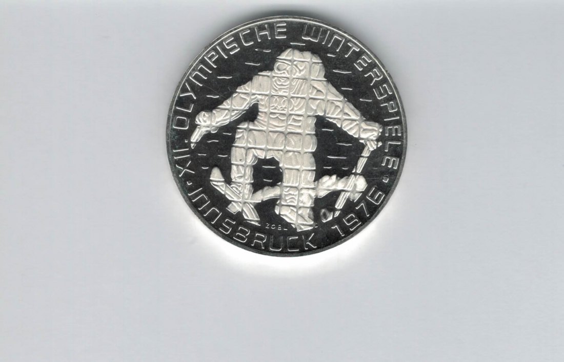  100 Schilling 1976 Winterolympiade Innsbruck Abfahrtsläufer Hall 15,36 Fein Ag Österreich (01914/8)   