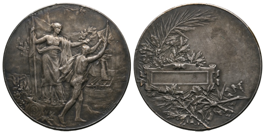  Medaille; Frankreich o.J.; versilberte Bronze; 43,98 g Ø 46,3 mm   