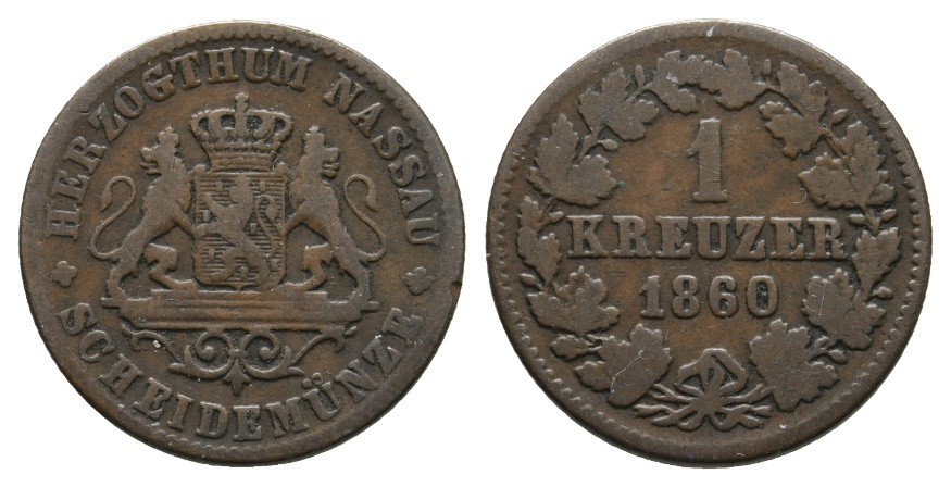  Altdeutschland; Nassau; Kleinmünze 1860   