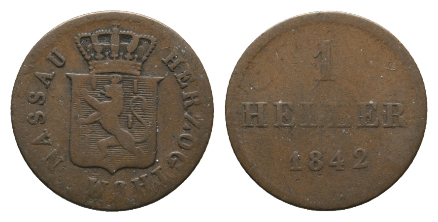  Altdeutschland; Nassau; Kleinmünze 1842   