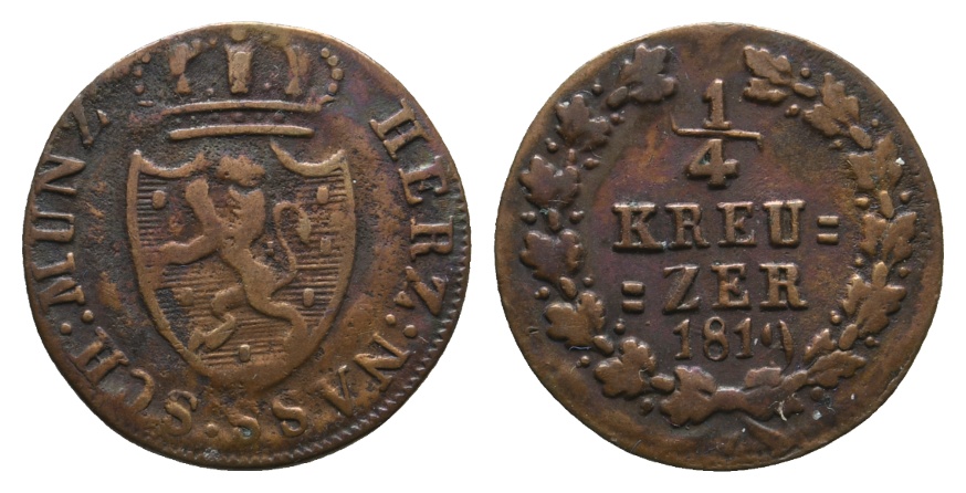  Altdeutschland; Nassau; Kleinmünze 1819   