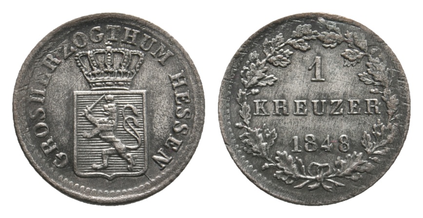  Altdeutschland; Hessen; Kleinmünze 1848   