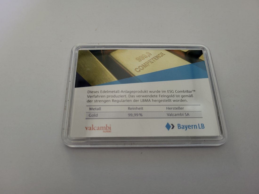  Goldbarren 1g Valcambi Bayern LB 999,9/1g Spittalgold9800 (4752   