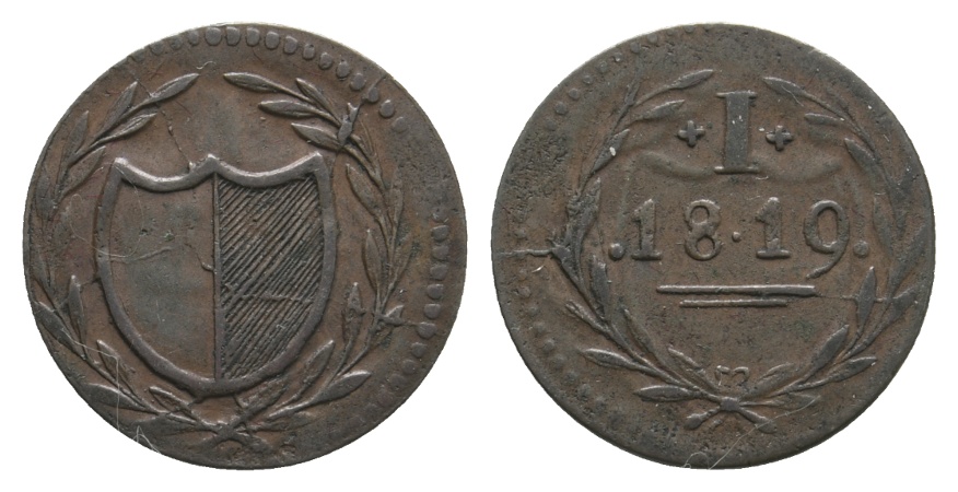  Altdeutschland; Frankfurt; Kleinmünze 1819   