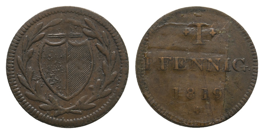  Altdeutschland; Frankfurt; Kleinmünze 1819   