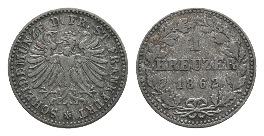  Altdeutschland; Frankfurt; Kleinmünze 1862   